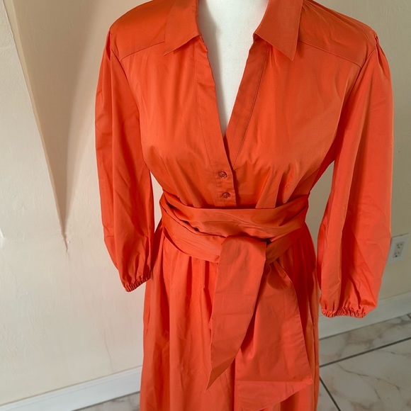 New York & Company Dresses & Skirts - Shirtdress MIDI NWOT Cotton Blend size L by New York &Co. Orange. Newer worn.
